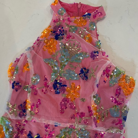 VICI Zelia Sequin Mini Dress Floral Embellished Women’s Dress - Picture 3 of 4